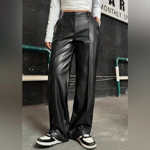 SHEIN Black Faux Leather Pants